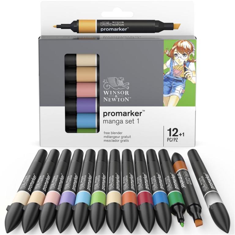 PENNARELLI PROMARKER 12 COLORI + 1 MANGA SET 1 2
