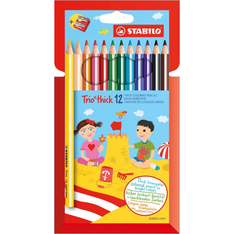 PASTELLI 12 COLORI TRIO MAXI THICK+TEMPER STABILO