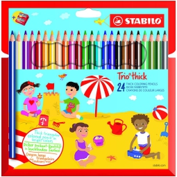 PASTELLI 24 COLORI TRIO MAXI THICK+TEMPER STABILO