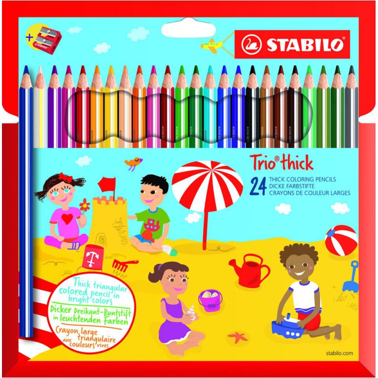 PASTELLI 24 COLORI TRIO MAXI THICK+TEMPER STABILO