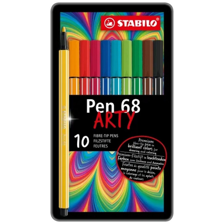 STABILO PEN 68 ARTY 10 COLORI SCATOLA METALLO 2