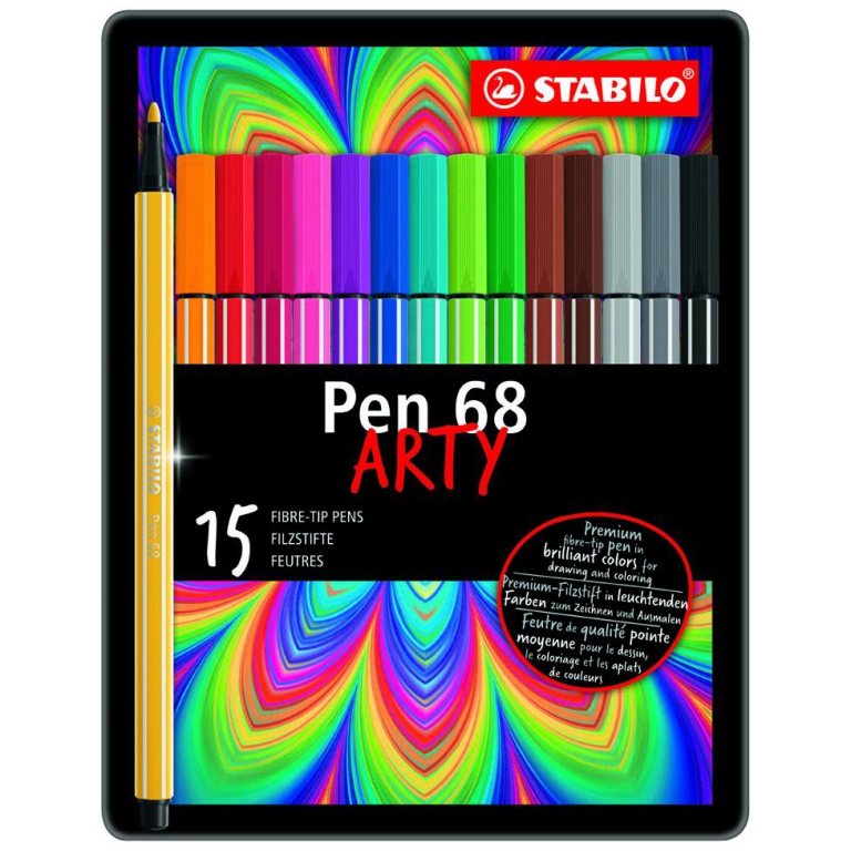 STABILO PEN 68 ARTY 15 COLORI SCATOLA METALLO