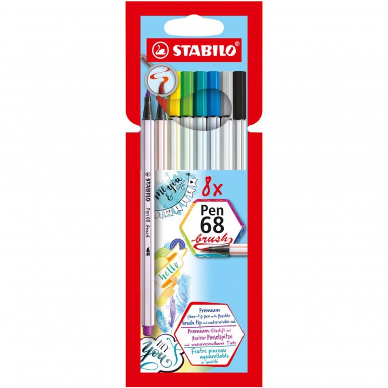 STABILO PEN 68 ARTY BRUSH 8 COLORI SCATOLA CARTONE