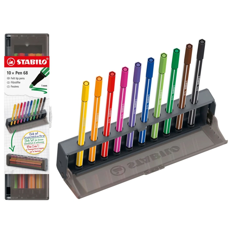 STABILO PEN 68 10 COLORI CLICK SET