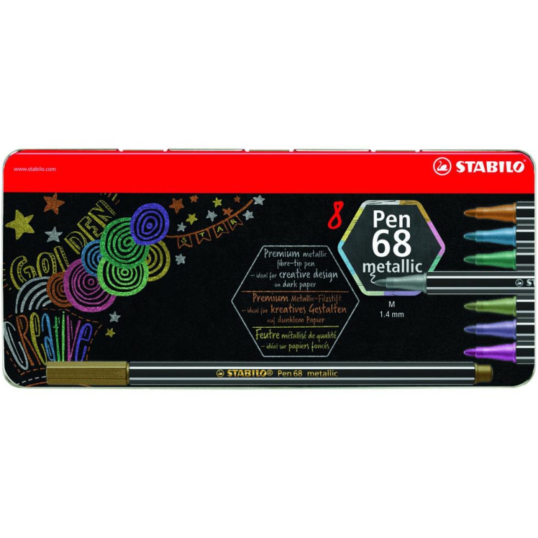 STABILO PEN 68 METALLIC 8 COLORI SCATOLA METALLO