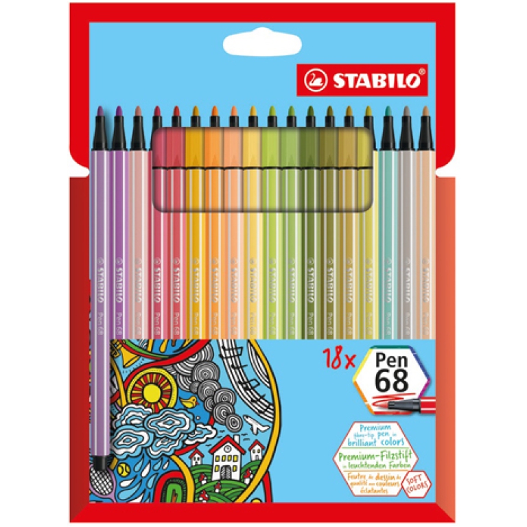 STABILO PEN 68 18 COLORI PASTELLO