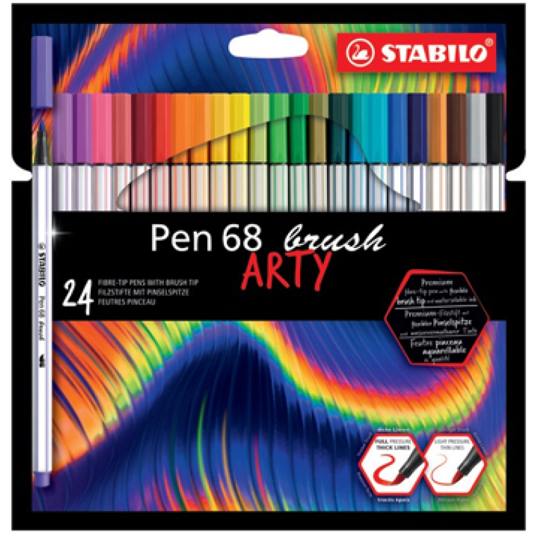 STABILO 68 BRUSH 24 COLORI ARTY LINE SCATOLA METALLO
