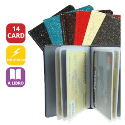 PORTACARD PVC A LIBRO    14 POSTI 12PZ GLITTER