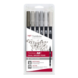 PENNARELLO DUAL BRUSH SET 6PZ K-I-N COL.GREY