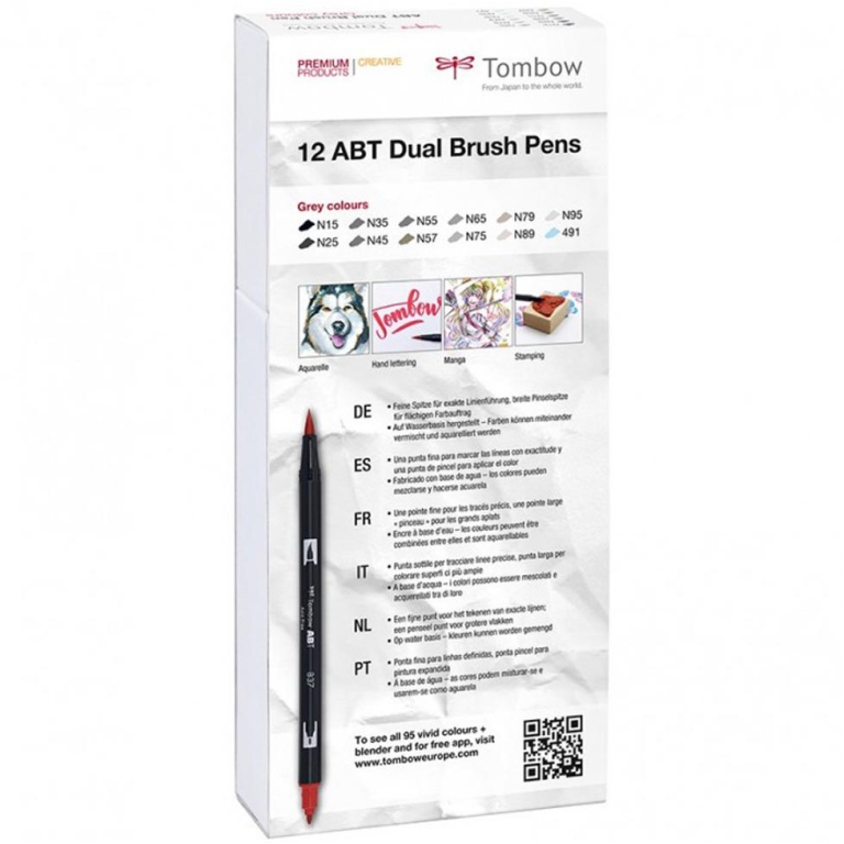 PENNARELLO DUAL BRUSH SET 12PZ K-I-N- COL.GRIGI 3