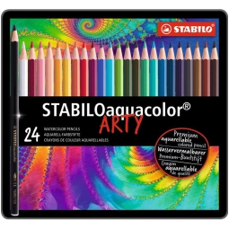 PASTELLI AQUACOLOR ARTY 24 COLORI METALLO STABILO