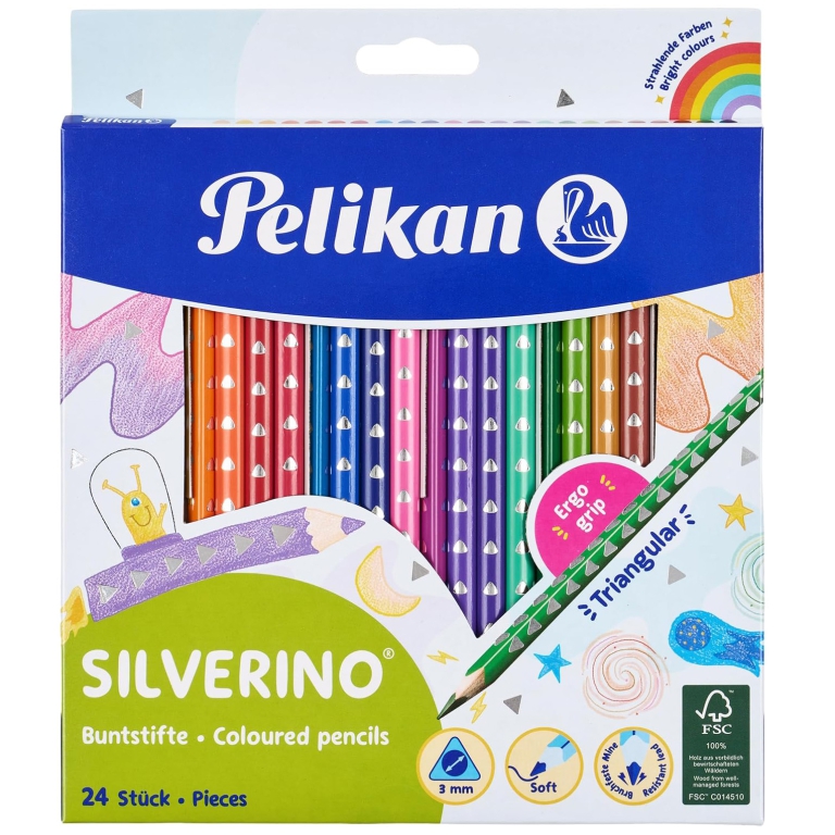 PASTELLI SILVERINO 24 COLORI TRIANGOLARI 3MM