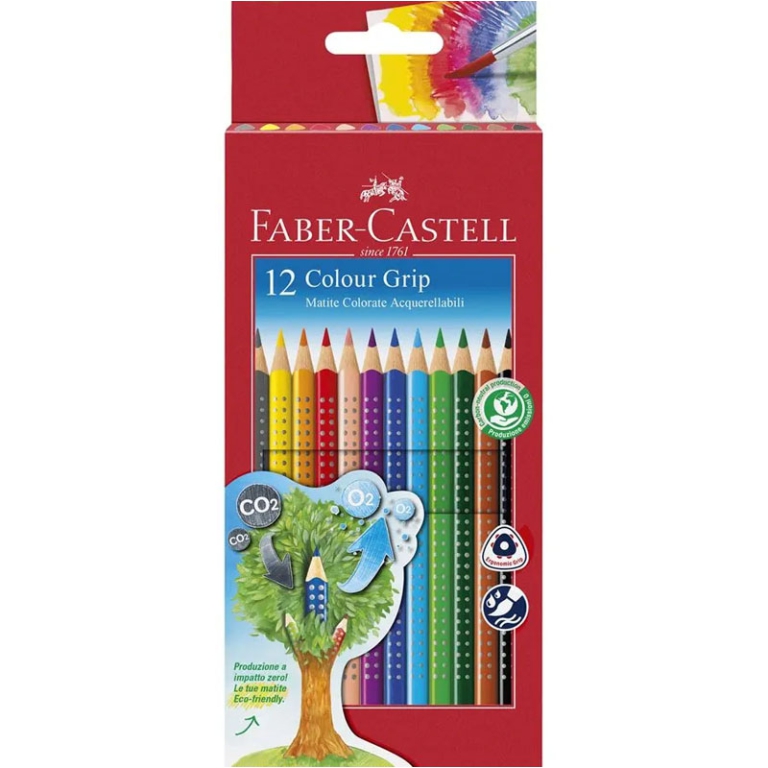 PASTELLI 12 COLORI COLOURGRIP ACQUERELLABILI FABER