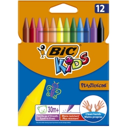 PASTELLI CERA 12 COLORI  PLASTIDECOR BIC