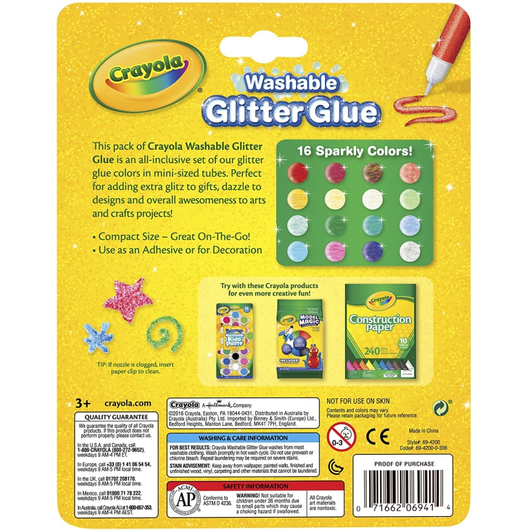 COLLA GLITTER 6ML 16PZ   16COLORI CRAYOLA 3