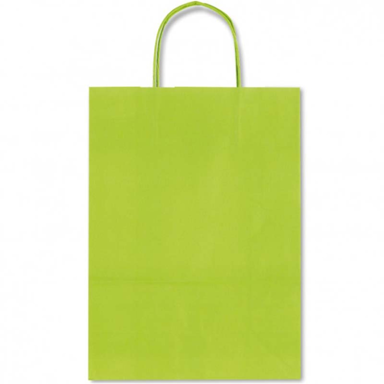 SHOPPER 26X36X12CM MANICI RITORTI VERDE LIME 25PZ