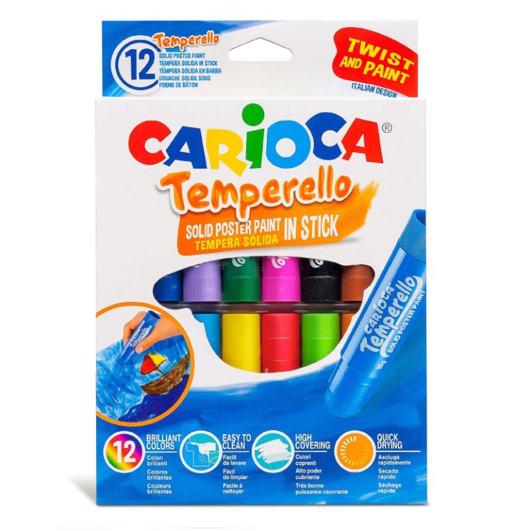 TEMPERA SOLIDA 12 COLORI TEMPERELLO CARIOCA