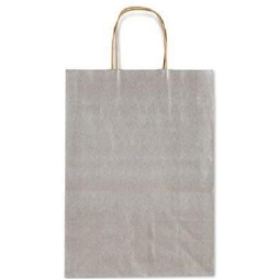 SHOPPER 16X21X8CM MANICI RITORTI ARGENTO 25PZ