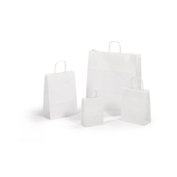 SHOPPER 16X21X8CM MANICI RITORTI BIANCO 25PZ