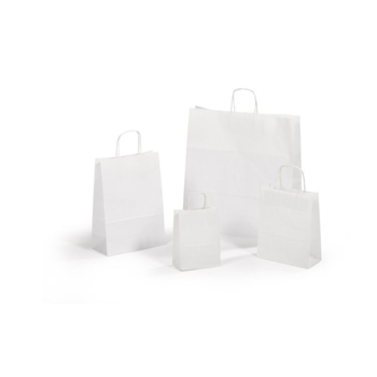 SHOPPER 16X21X8CM MANICI RITORTI BIANCO 25PZ