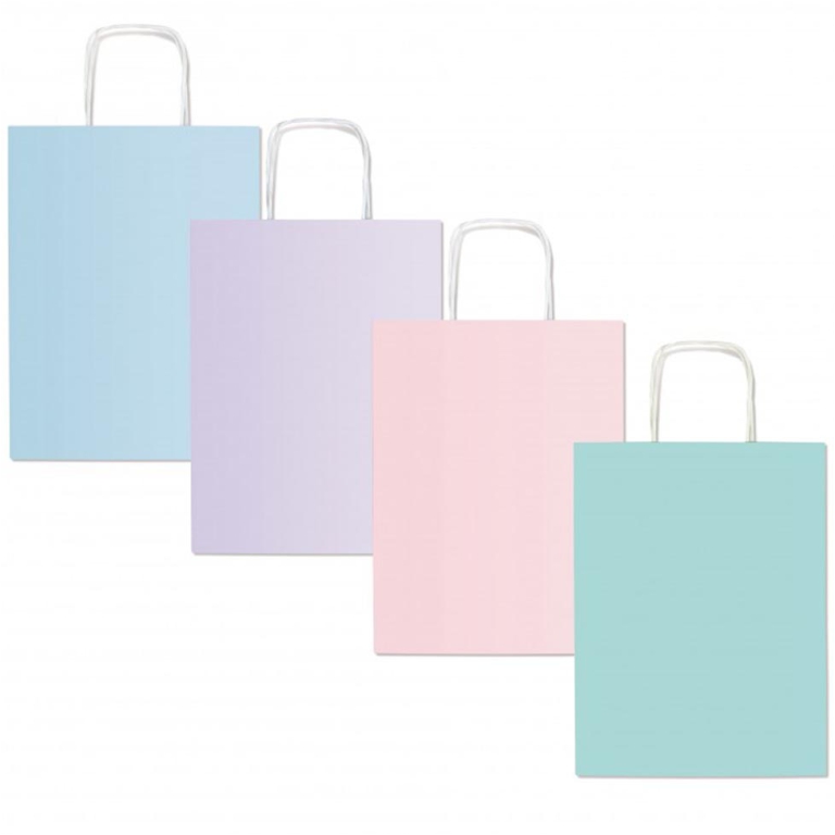 SHOPPER 22X27X10CM MANICI RITORTI PASTELL 25PZ