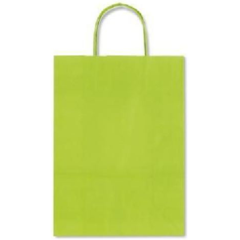 SHOPPER 22X27X10CM MANICI RITORTI VERDE LIME 25PZ