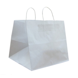 SHOPPER PIZZA 37X33X33 MANICI RITORTI BIANCO 25PZ