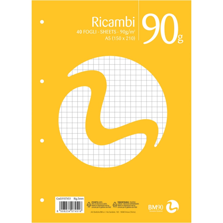 RICAMBI A5 RIGATURA 5MM 90GR 2