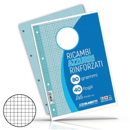 RICAMBI RINFORZATI A4 RIG.5MM AZZURRO 80GR