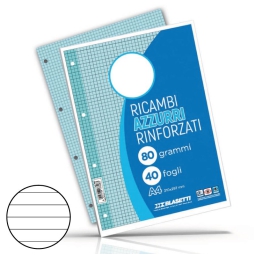 RICAMBI RINFORZATI A4 RIG.1RIGO AZZURRO 80GR