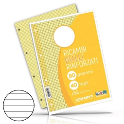 RICAMBI RINFORZATI A4 RIG.1RIGO GIALLO 80GR