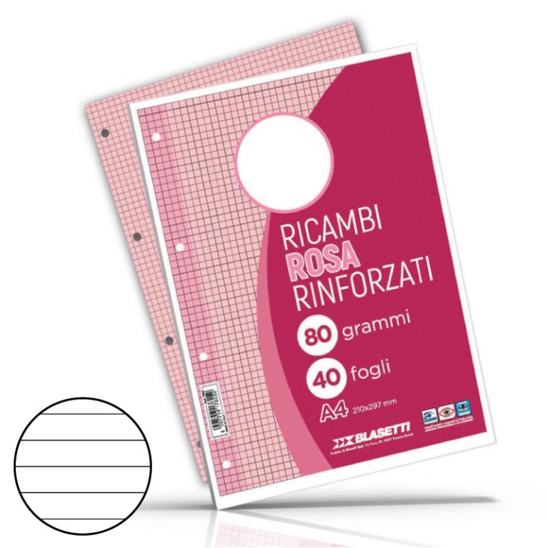 RICAMBI A4 RINFORZATI 1R  ROSA