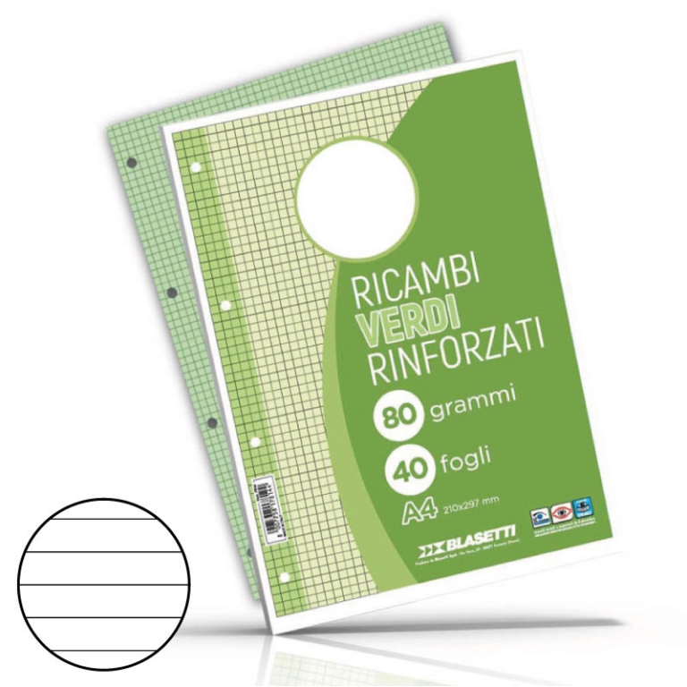 RICAMBI A4 RINFORZATI 1R VERDE