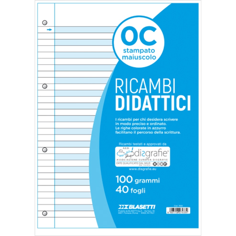 RICAMBI A4 RIG.1RIGO CON MARGINE DISGRAFICI 100GR