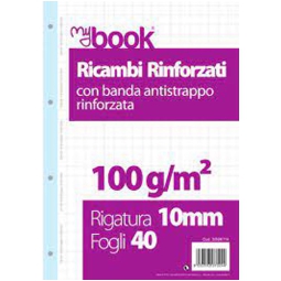 RICAMBI RINFORZATI A4 RIG.10MM CON MARGINE 100GR