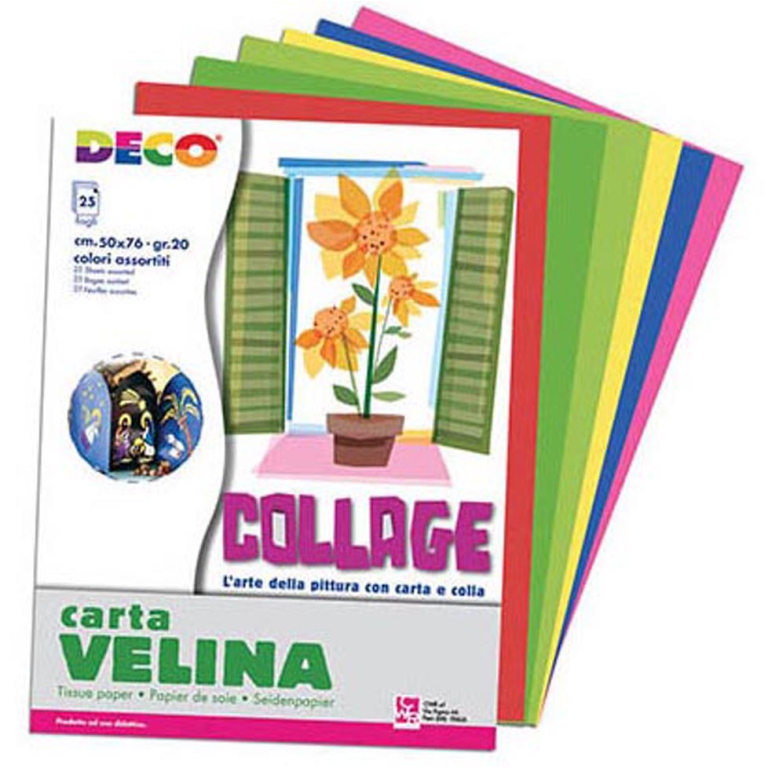 CARTA VELINA 50X76CM 25 FOGLI 20GR 5 COLORI CALDI