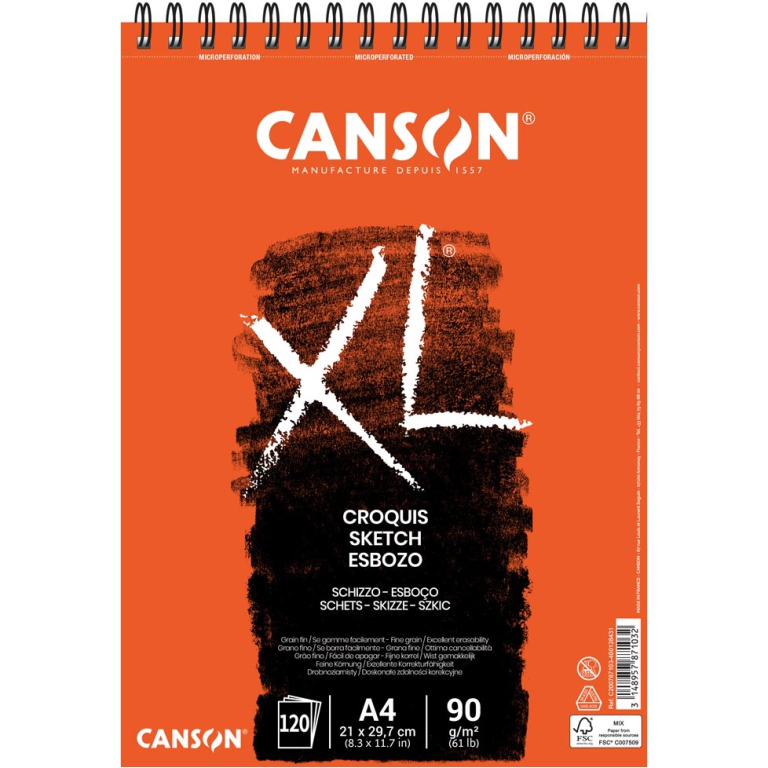 BLOCCO CROQUIS 120FG 90GR A4 XL SPIRALE L.C.CANSON