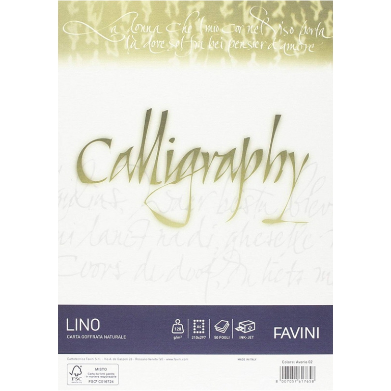 CARTA LINO A4 120GR 50FG AVORIO CALLIGRAPHY