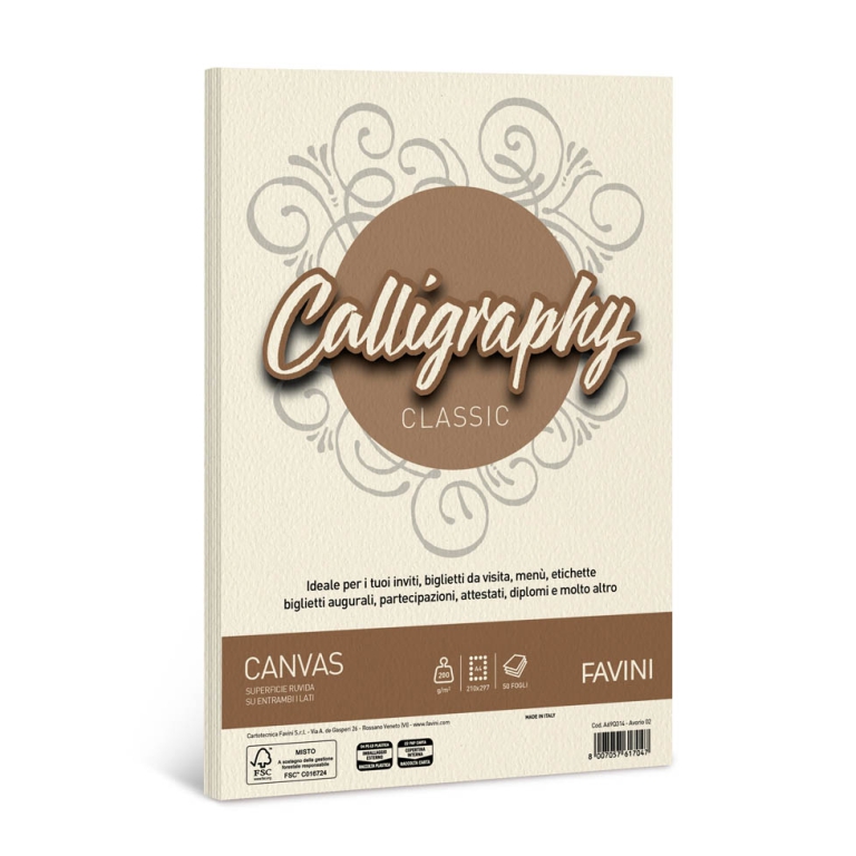 CARTA CALLIGRAPHY A4 50FG 200GR AVORIO CANVAS