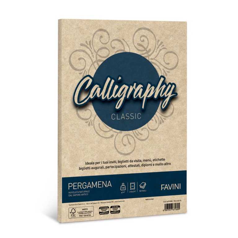 CARTA CALLIGRAPHY A4 50FG 190GR NOCCIOLA PERGAMENA