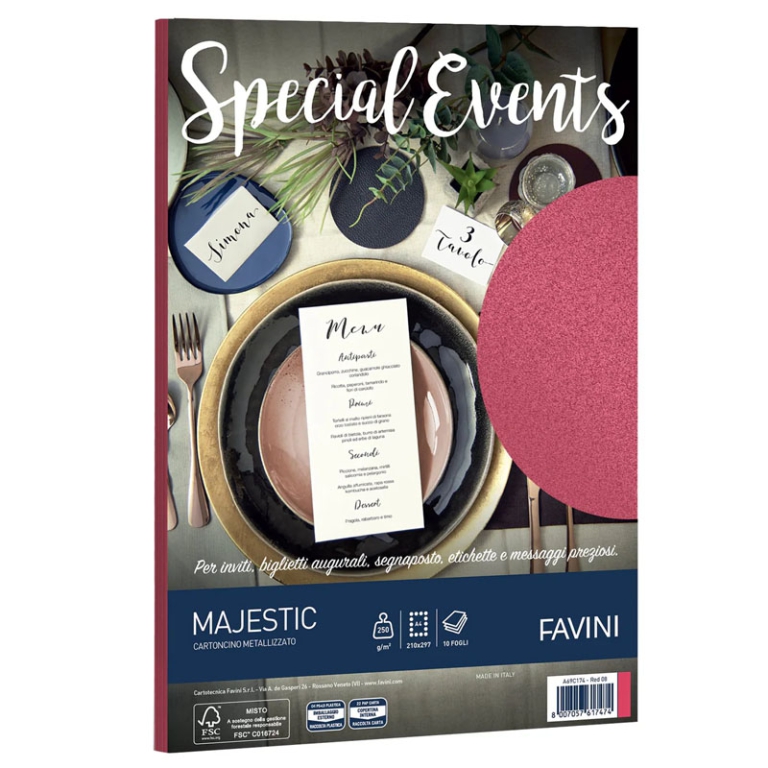 CARTA PERLATA A4 10FG 250GR ROSSO SPECIAL EVENTS