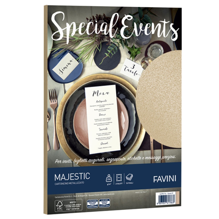 CARTA PERLATA A4 10 FOGLI 250GR SABBIA SPECIAL EVENTS