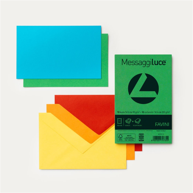 CARTONCINO CON BUSTA 9X14 10PZ ARANCIO MESSAGGI