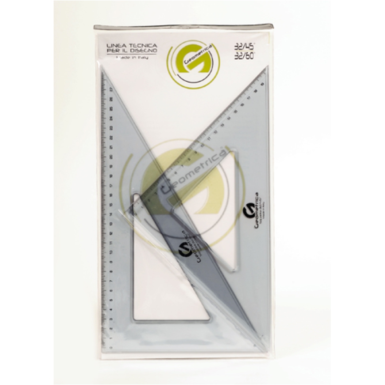 SQUADRA 30CM 2 PEZZI 45°/60° GEOMETRICA