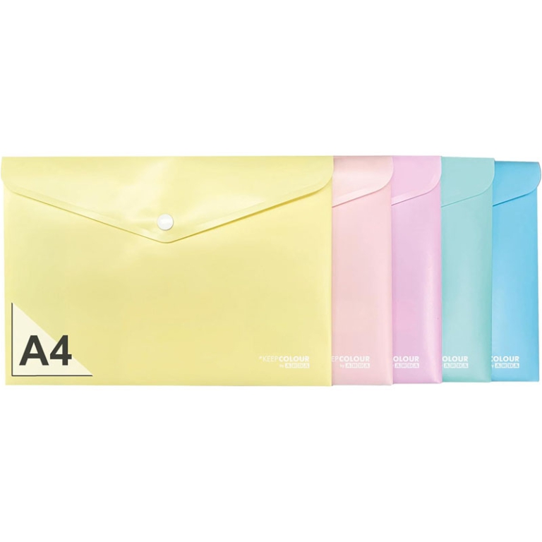 BUSTE CON BOTTONE A4 5PZ KEEPCOLOUR PASTEL 2