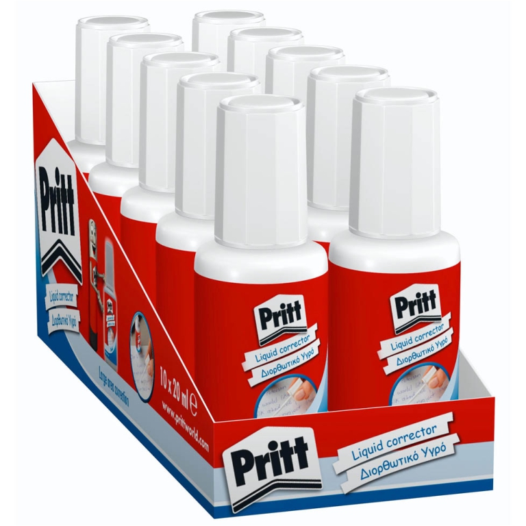 CORRETTORE LIQUIDO 20ML  FLUID 10PZ PRITT PENNELLO 2