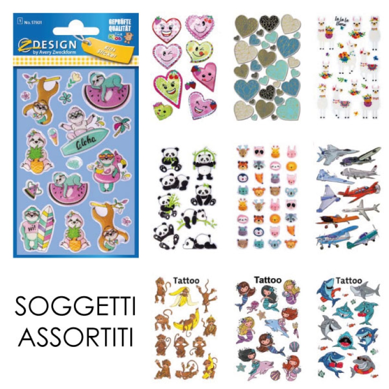 STICKERS ADESIVI O TATTOO SOGGETTI ASSORTITI