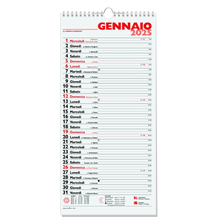 CALENDARI OLANDESI CON SPIRALE 19X40CM 10PZ