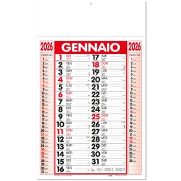 CALENDARI OLANDESI 29X47CM ROSSO NERO