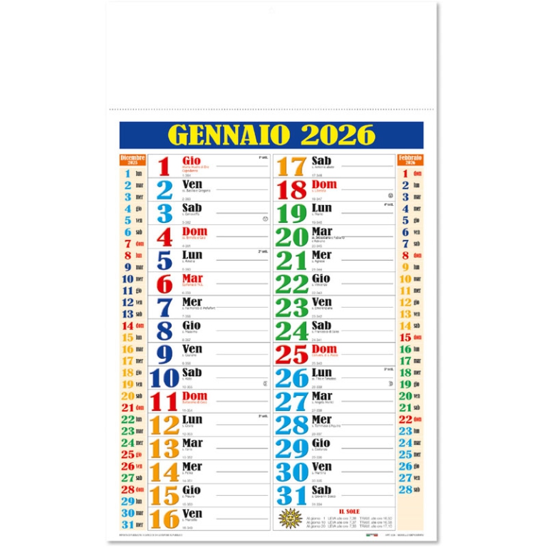 CALENDARI OLANDESI 29X47CM MULTICOLOR
